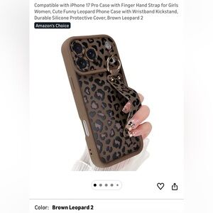 Chic Leopard Print iPhone 17 Pro Case with Strap - Brown